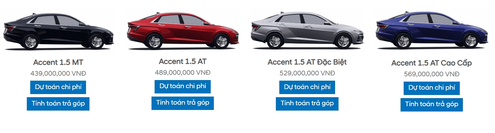 Bảng giá các phiên bản Hyundai Accent