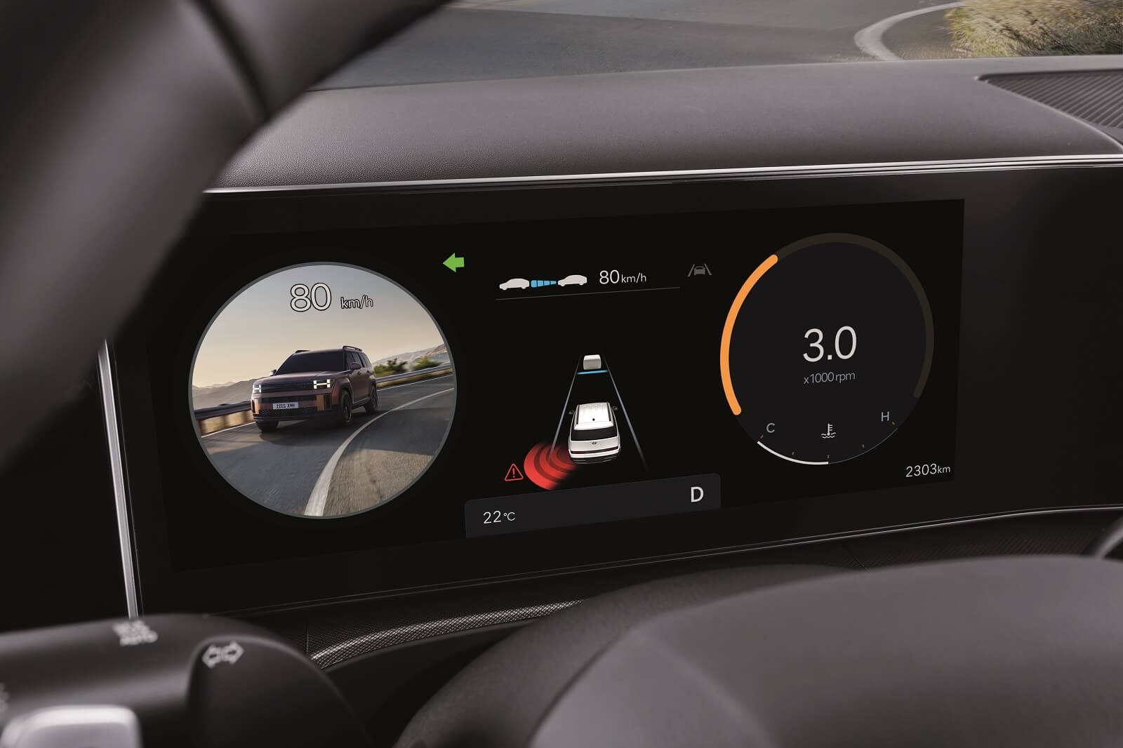 Hyundai Santa Fe 2025: Đánh giá chi tiết từ thông số kỹ thuật, ngoại thất, nội thất đến an toàn 11 Hỗ trợ hiển thị điểm mù trên màn hình